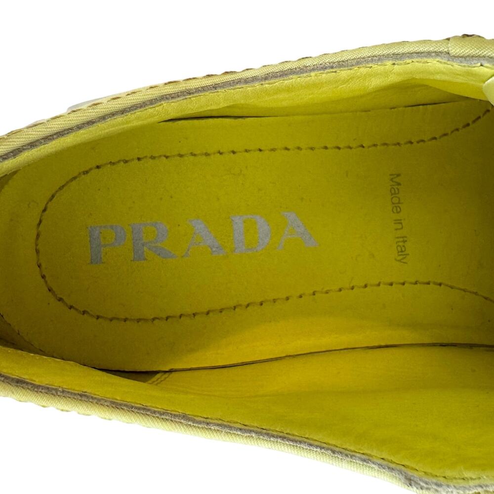 Prada Re-Nylon Double Wheel Gabardine Sneakers Platform Butter Yellow 37.5 - Picture 10 of 16